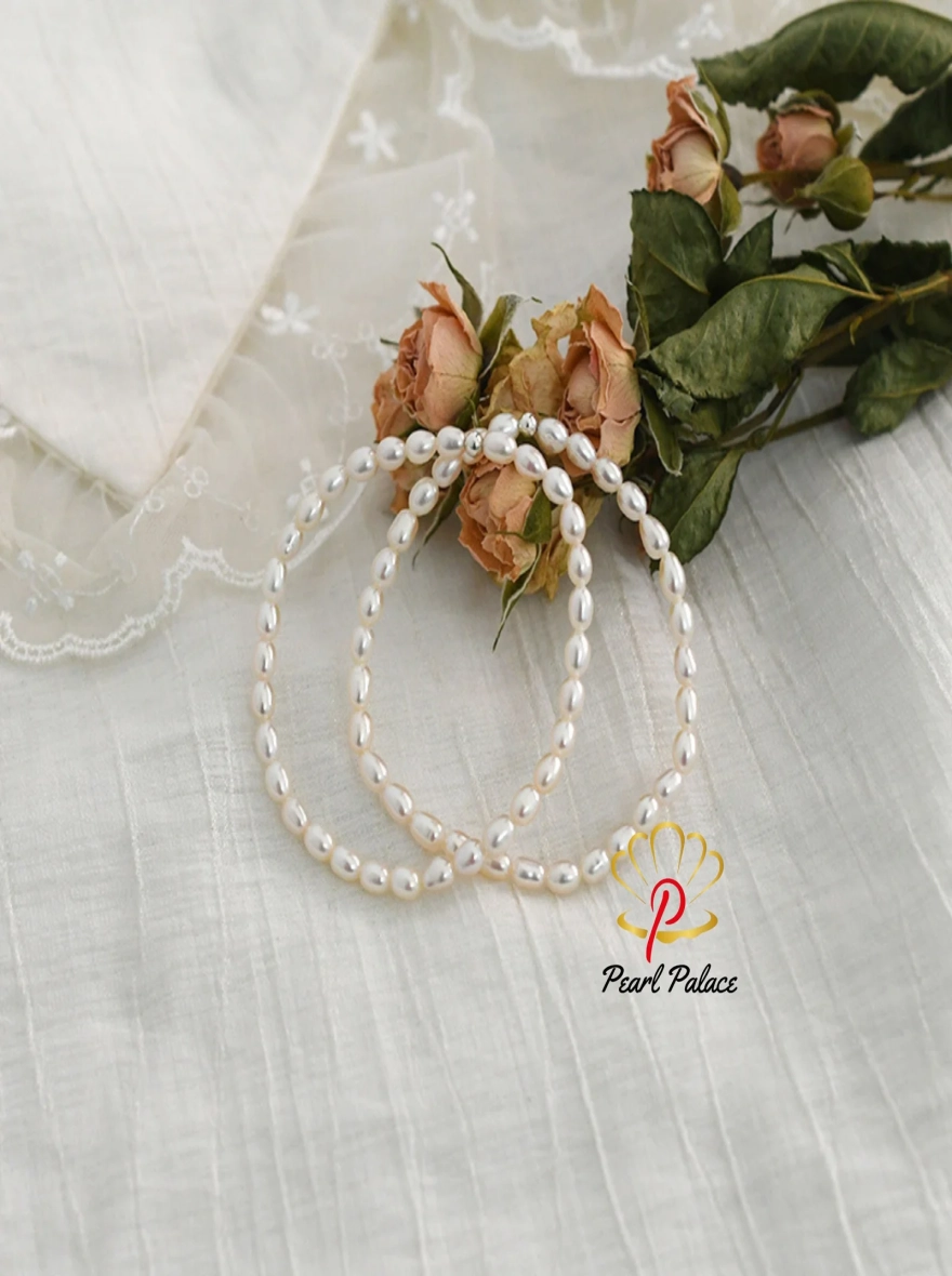 Real Natural Freshwater Pearl Elastic Bracelet 925 Silver Bead Jewelry