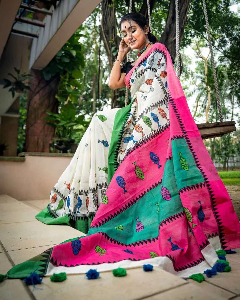 Multicolor Aqua Saree
