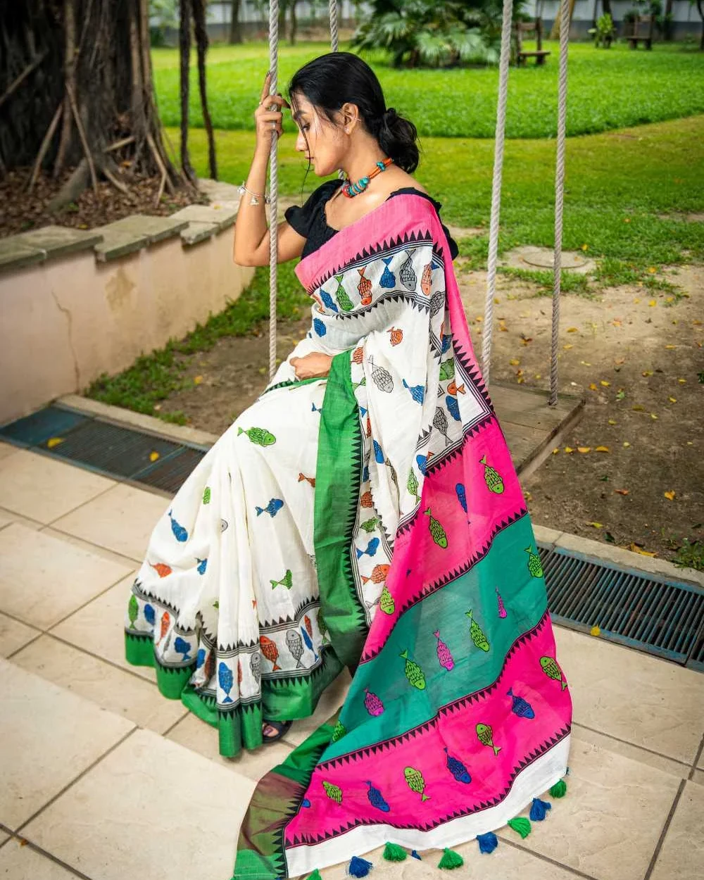 Multicolor Aqua Saree