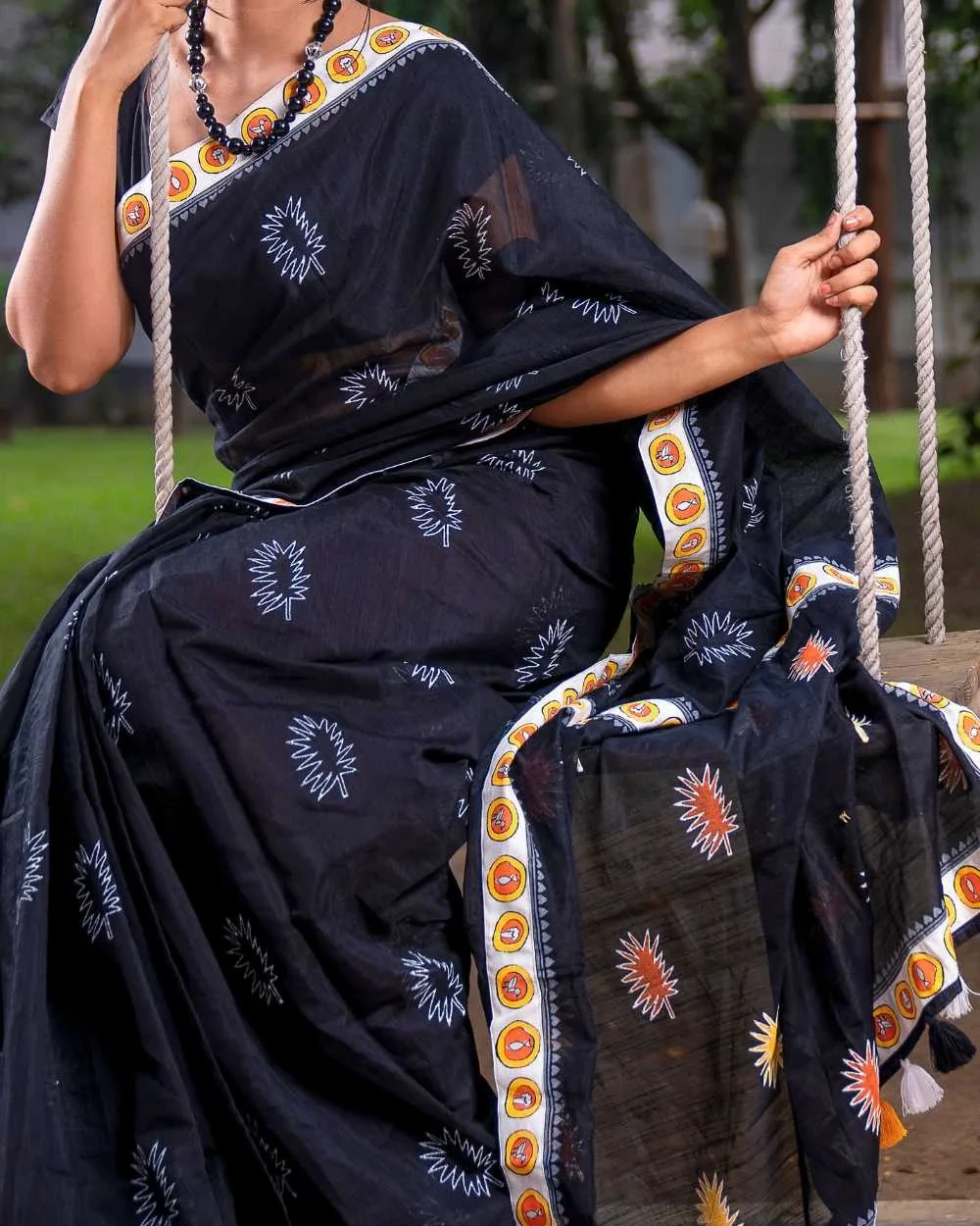 Black Winter Leaf Saree