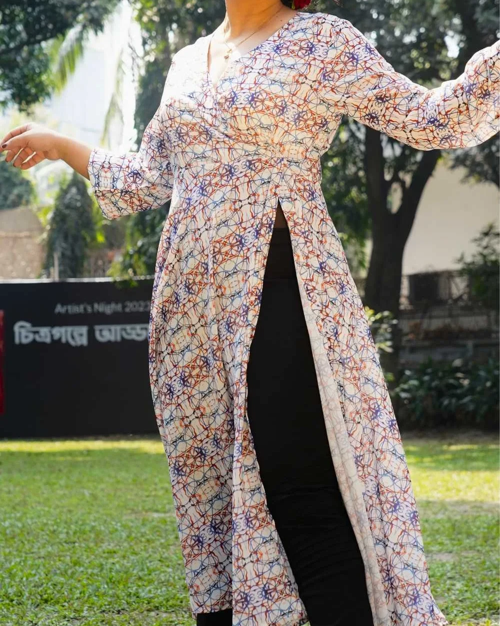 Abstract Blue Long Dress