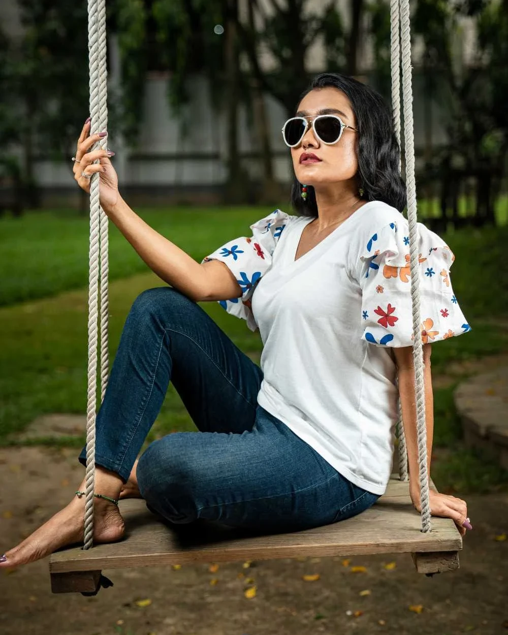 White Flower Blossom Short Tops