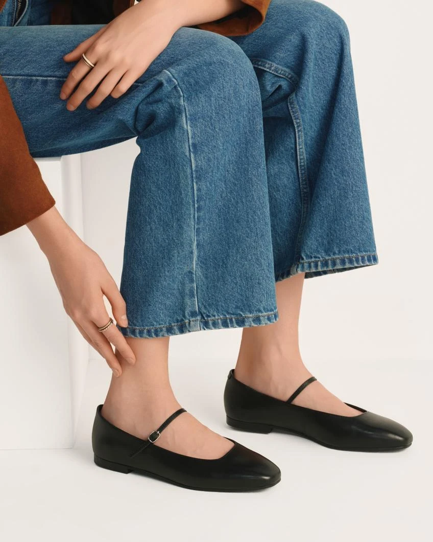 Eloise Buckle-Strap Leather Ballerinas