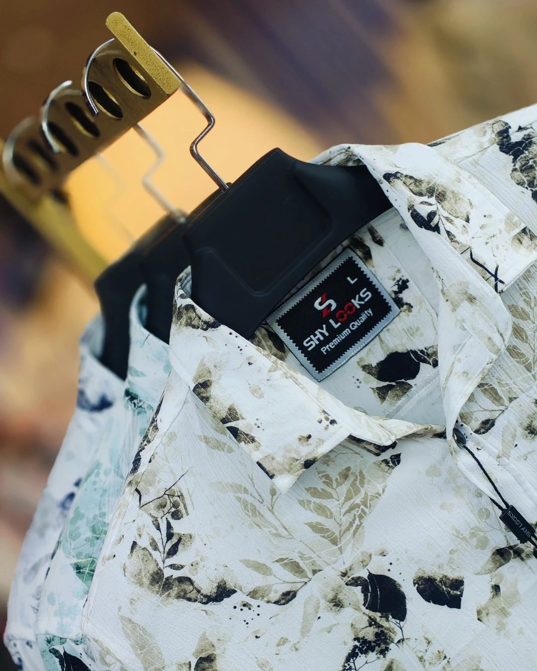 Frosty Sage Botanical Print Saffron Cotton Shirt