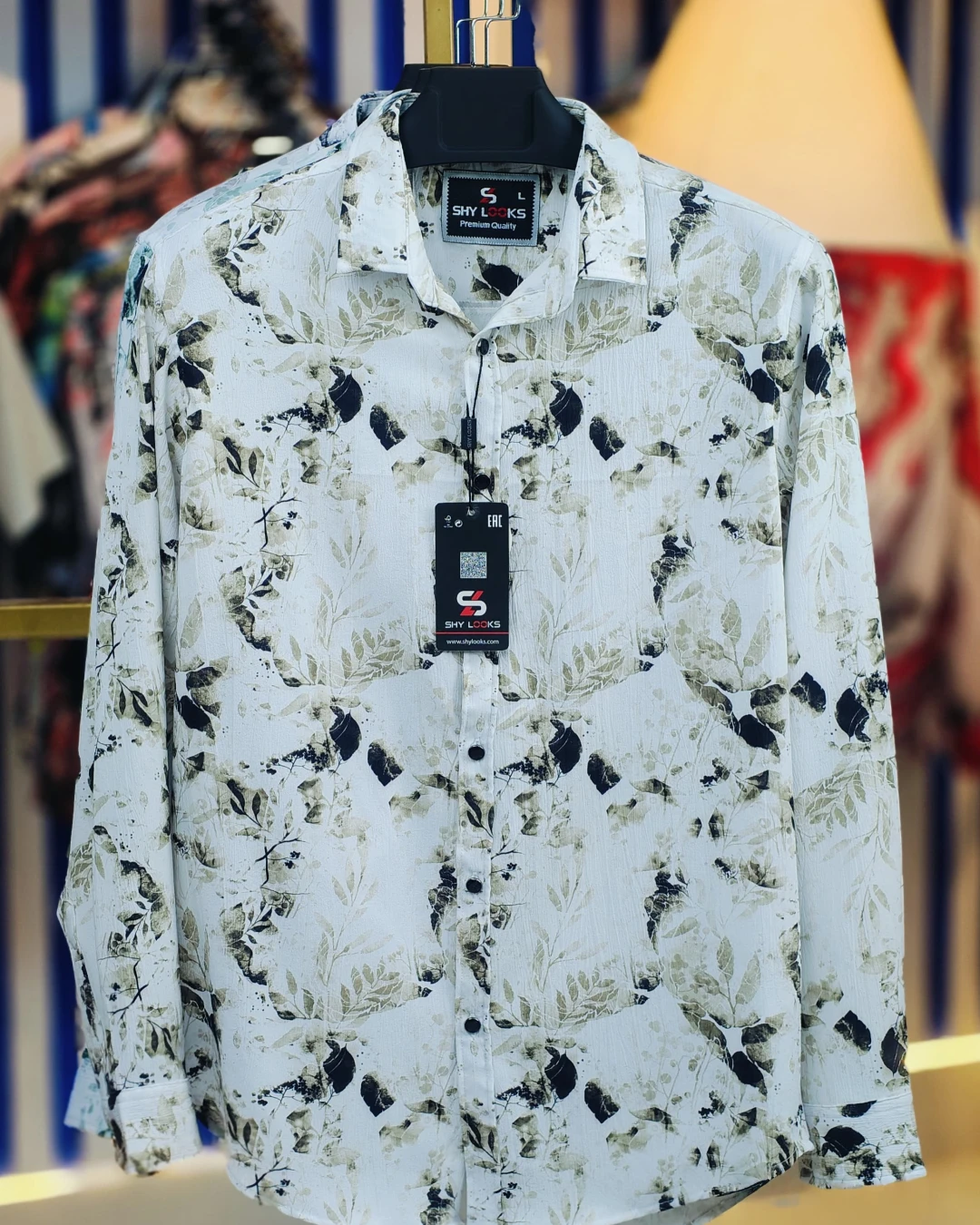 Frosty Sage Botanical Print Saffron Cotton Shirt