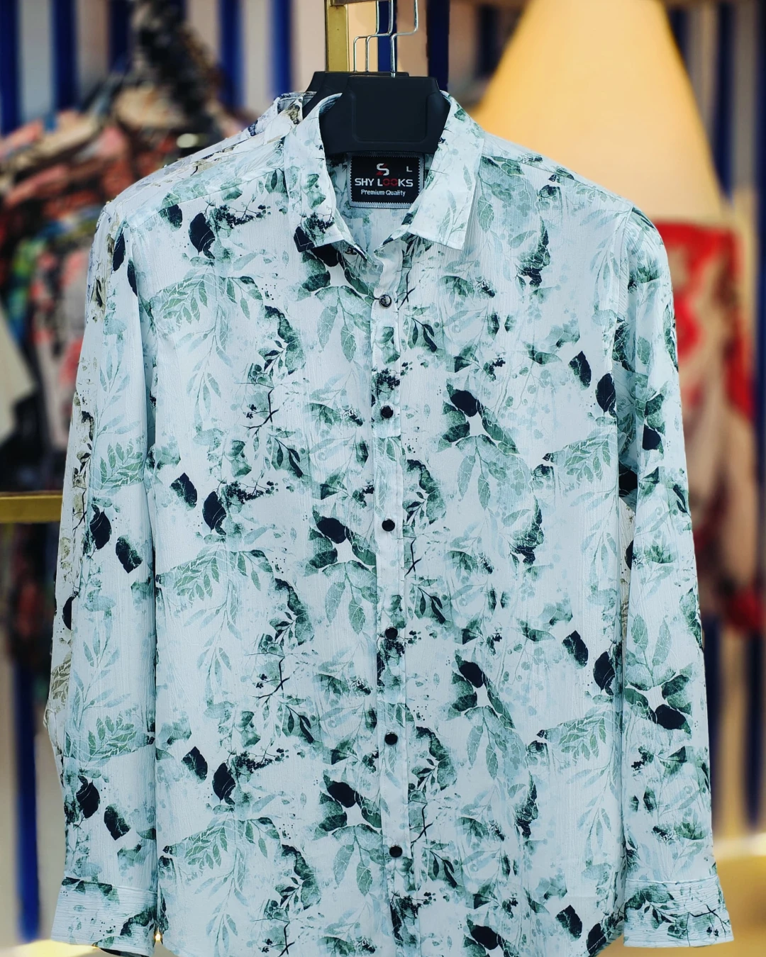 Frosty Sage Botanical Print Saffron Cotton Shirt