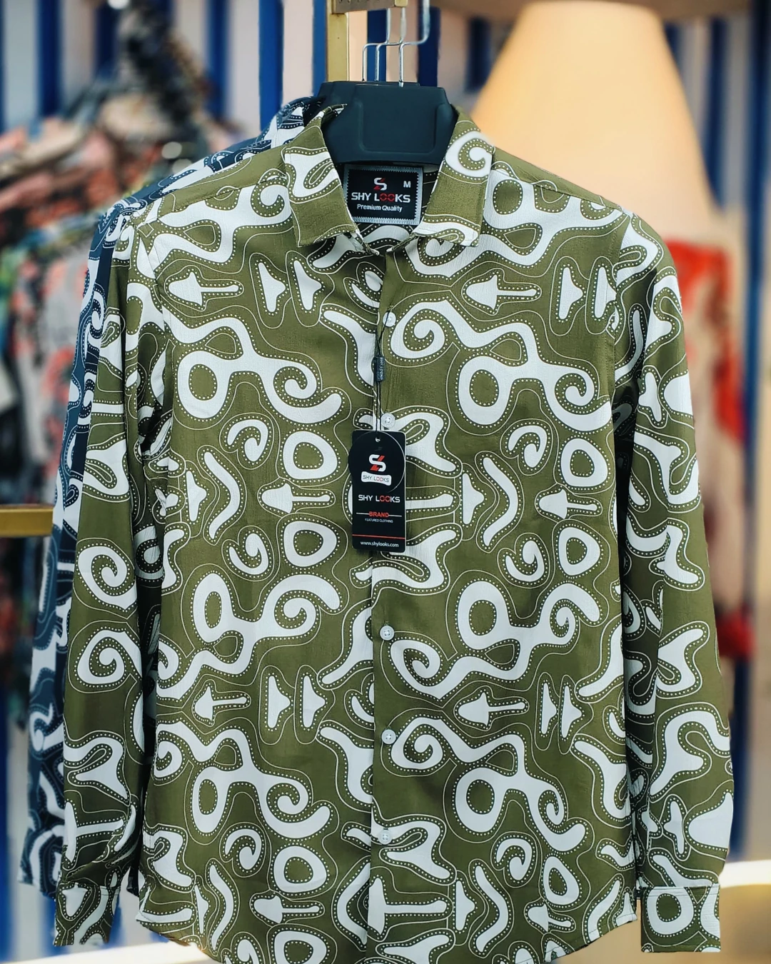 Midnight Navy Tribal Glyph Saffron Cotton Shirt