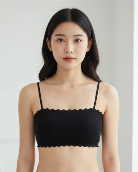 Lace-Trim Sling Back Tube Top Bra (Free Size)