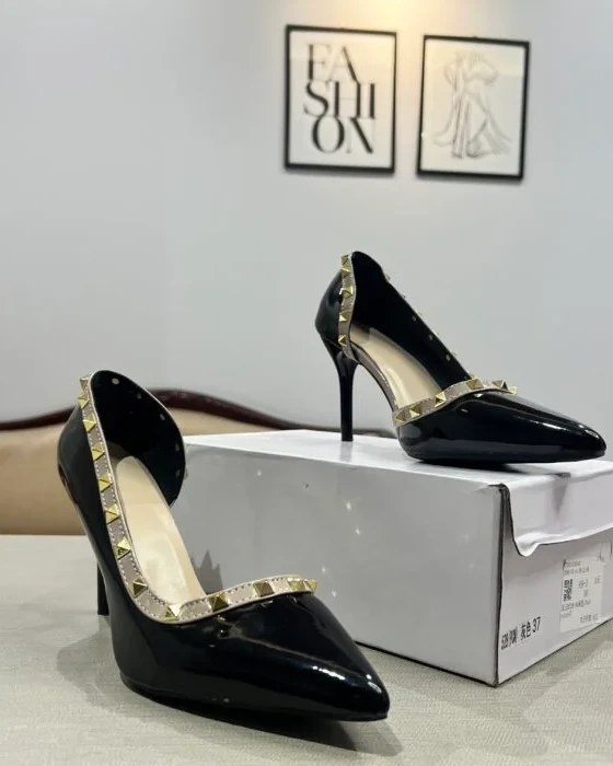 Crescent Moon Embroidered Block Heels
