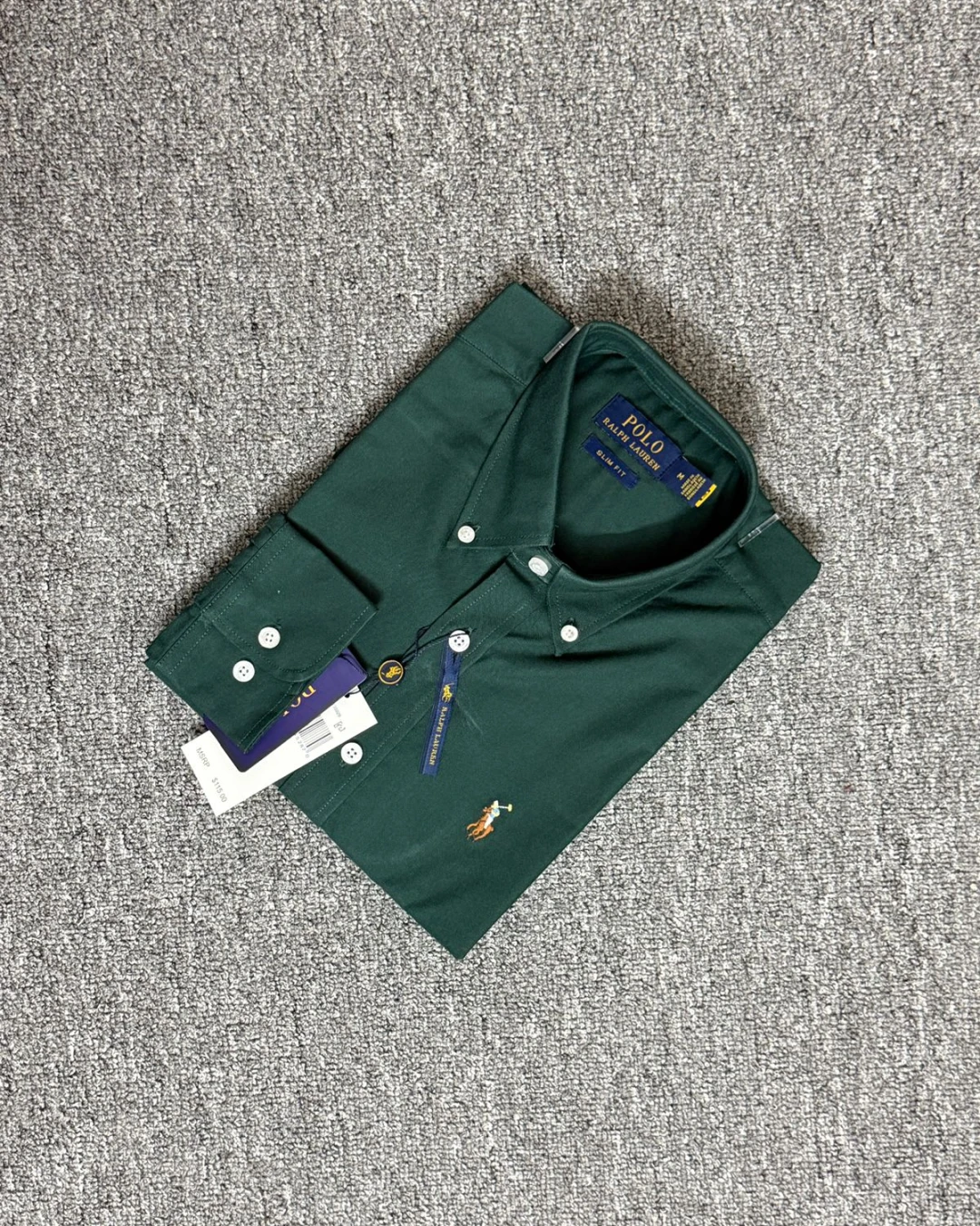 RL Premium Bottle Green Solid Shirt