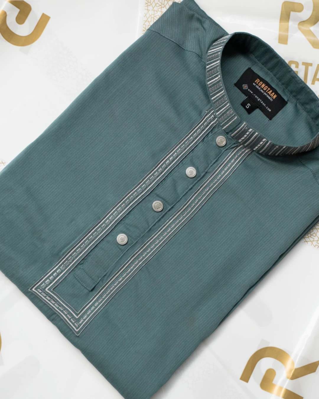 Olive Green Jacquard Embroidery Premium Cotton Panjabi