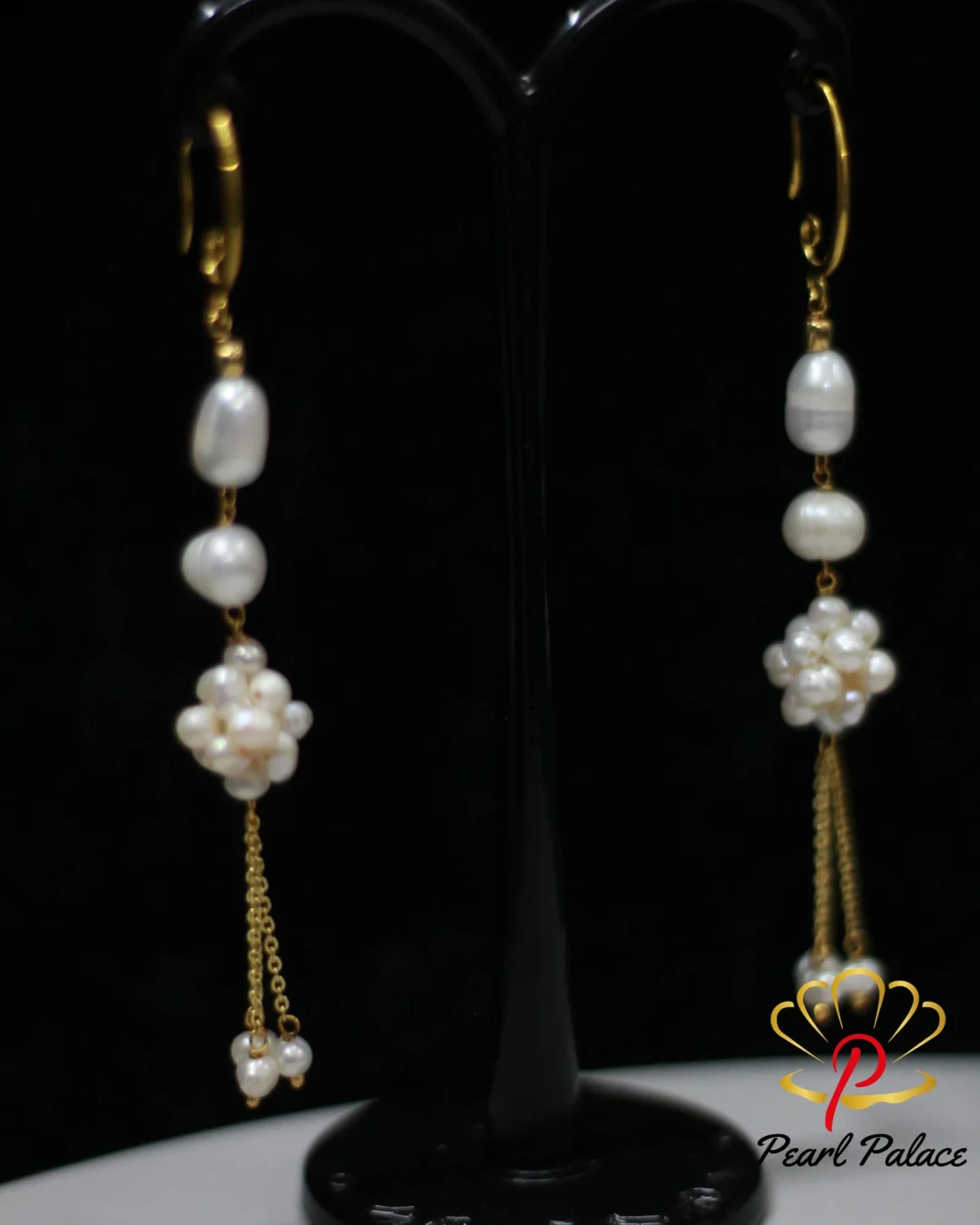 Exclusive Freshwater Pearl Earrings with Purple Rice & Round Pearls