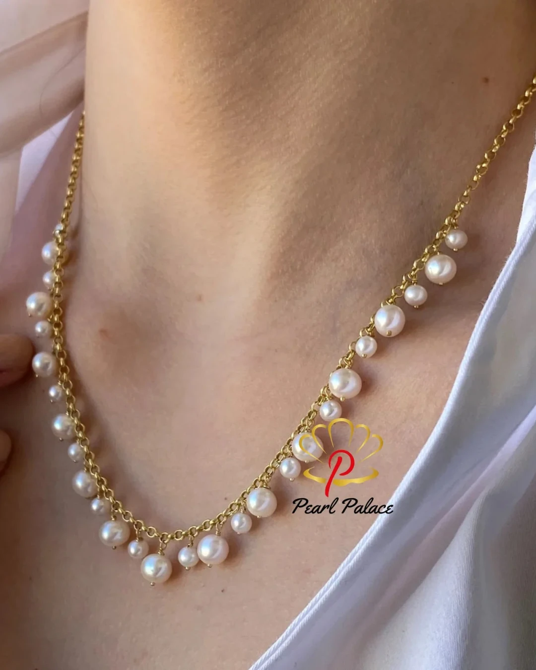 Dainty Freshwater Pearl Necklace with bracelet