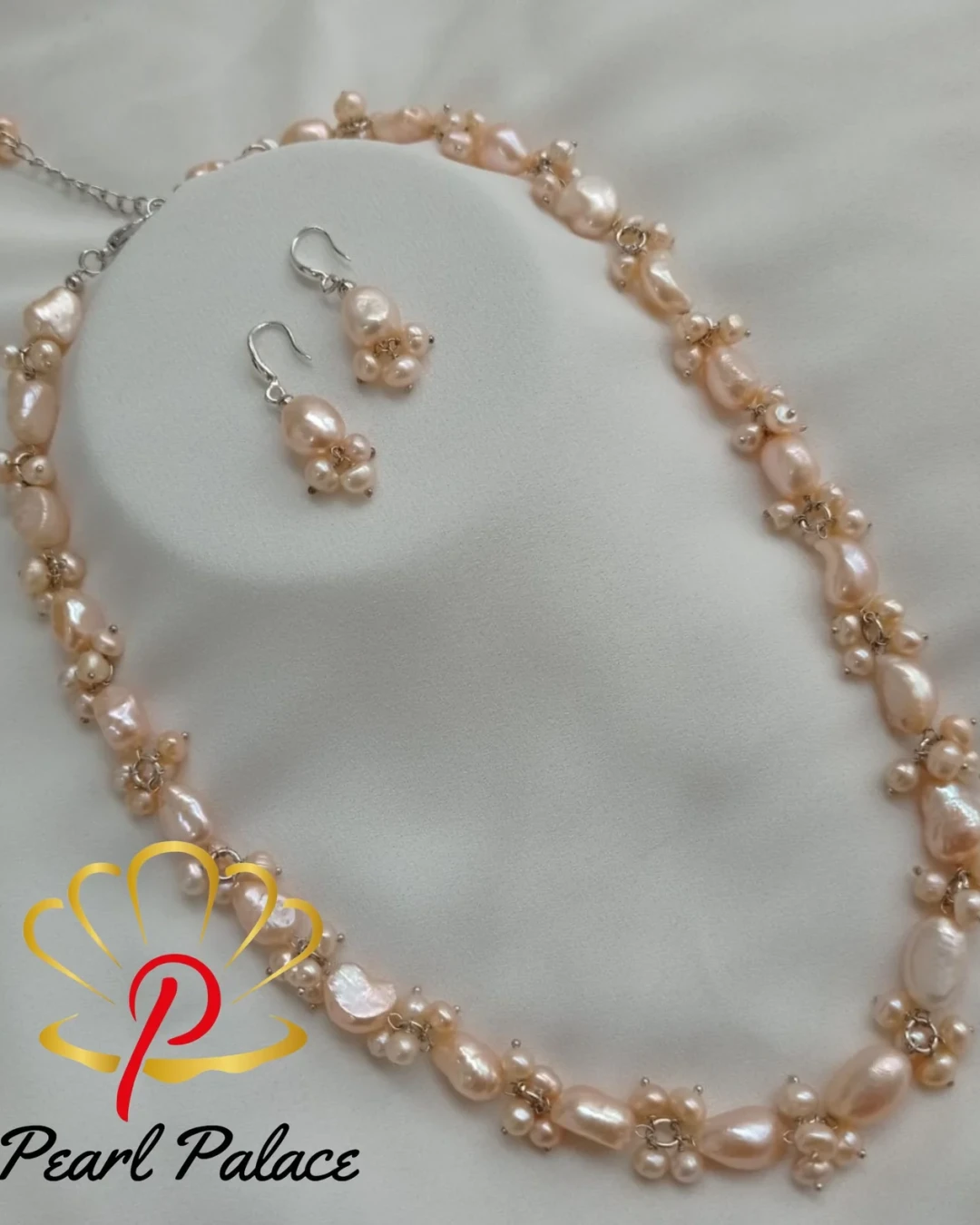 Fresh water Baroque pearl necklace set 1 layer with earrings