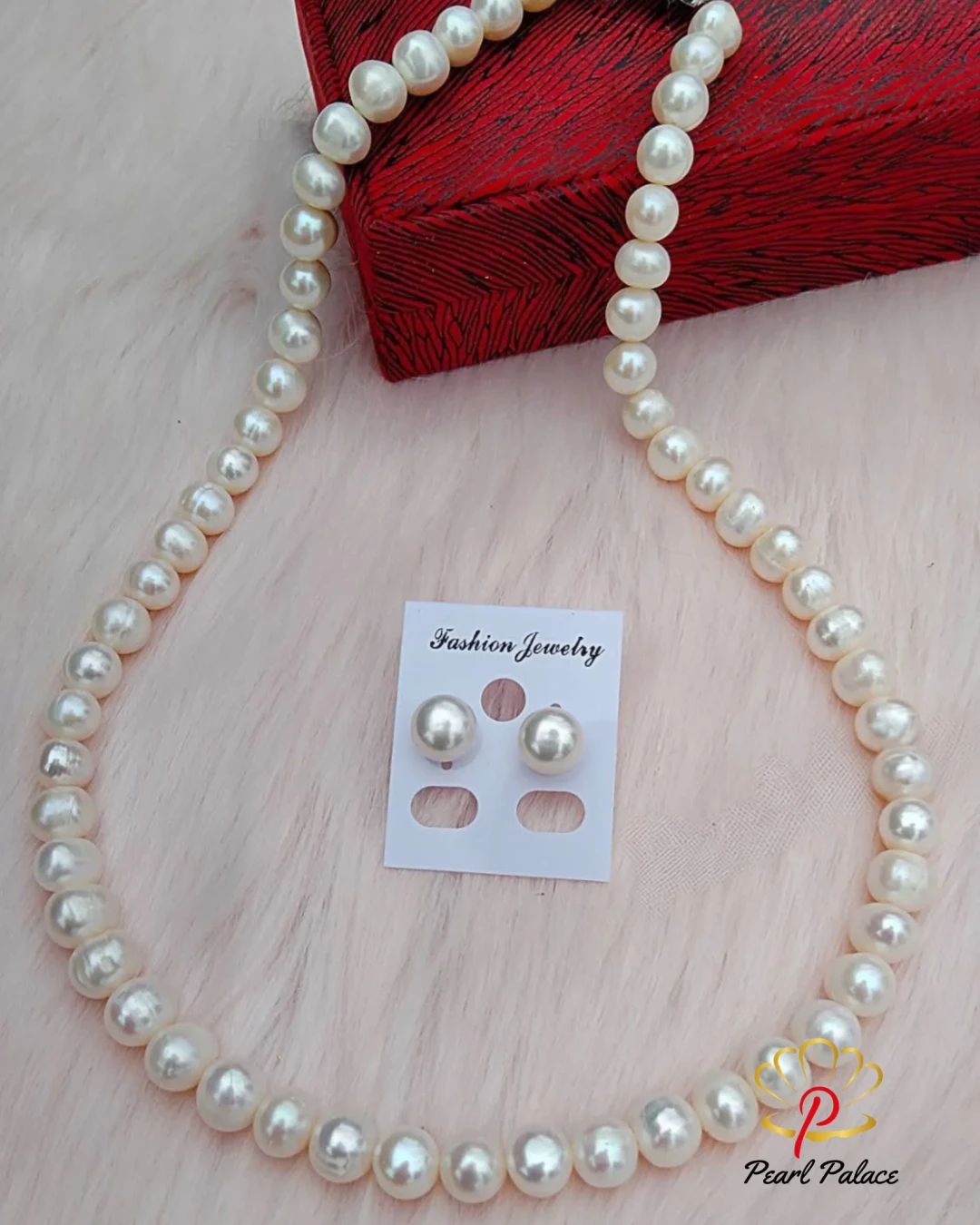 white Pearl necklace 1 layer with Earring