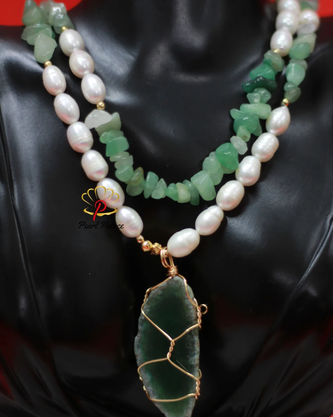 Rice pearl & penna stone With pendant
