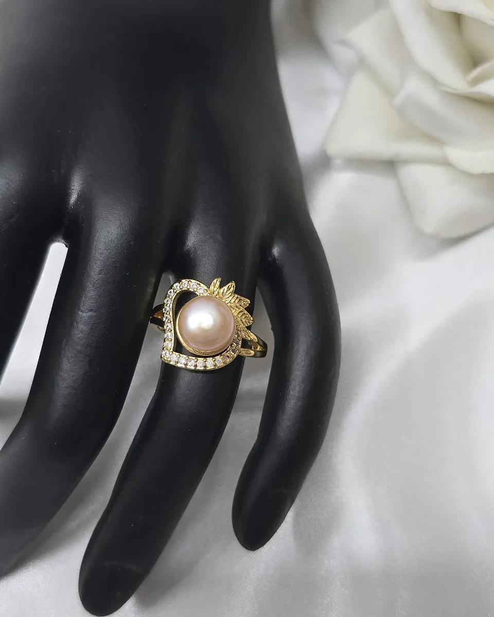Blooming Heart Pink Pearl Rings