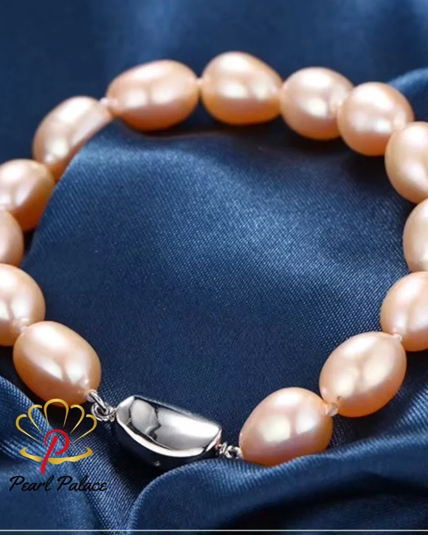 AAAA 8 9mm Natural Freshwater Drop Pearl Bracelet for Women.