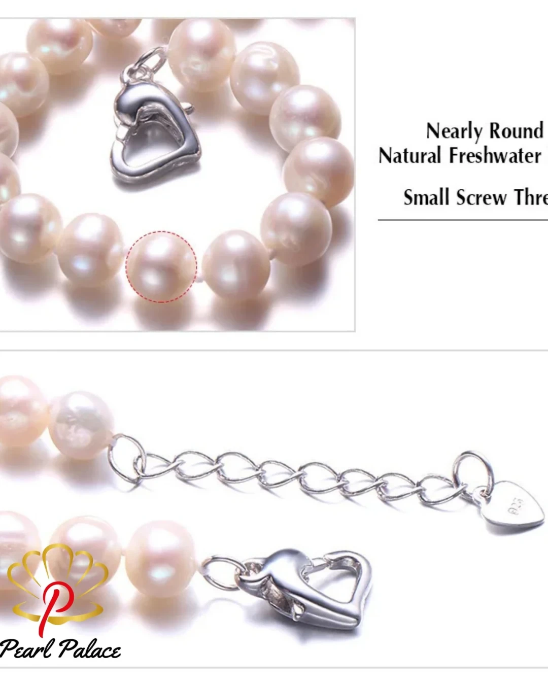 Freshwater 8-9mm White Pearl Baroque With Small Gold Bead Bracelet 925 Sterling Silver Jewelry