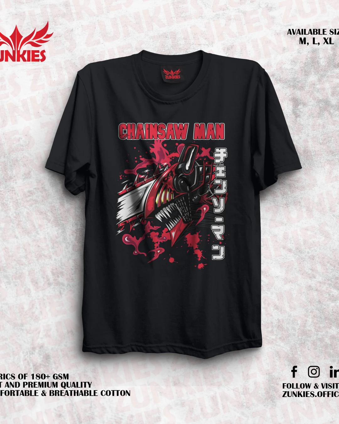 Chainsaw Man - Zunkies Oversized Drop Shoulder T-shirt-1