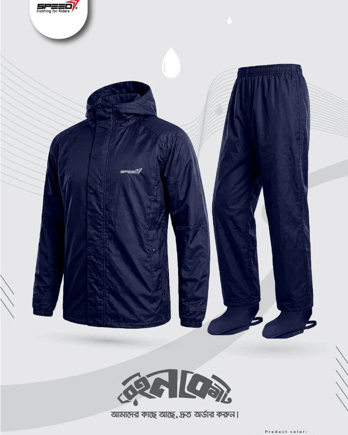 Speedy Premium Rain Coat for Men-Navy Blue