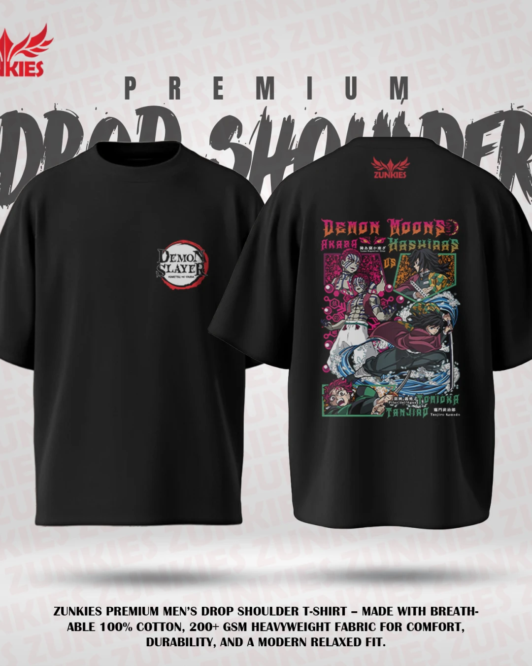 Demon Slayer - Zunkies Premium Collection - Oversized Drop Shoulder T-shirt-4
