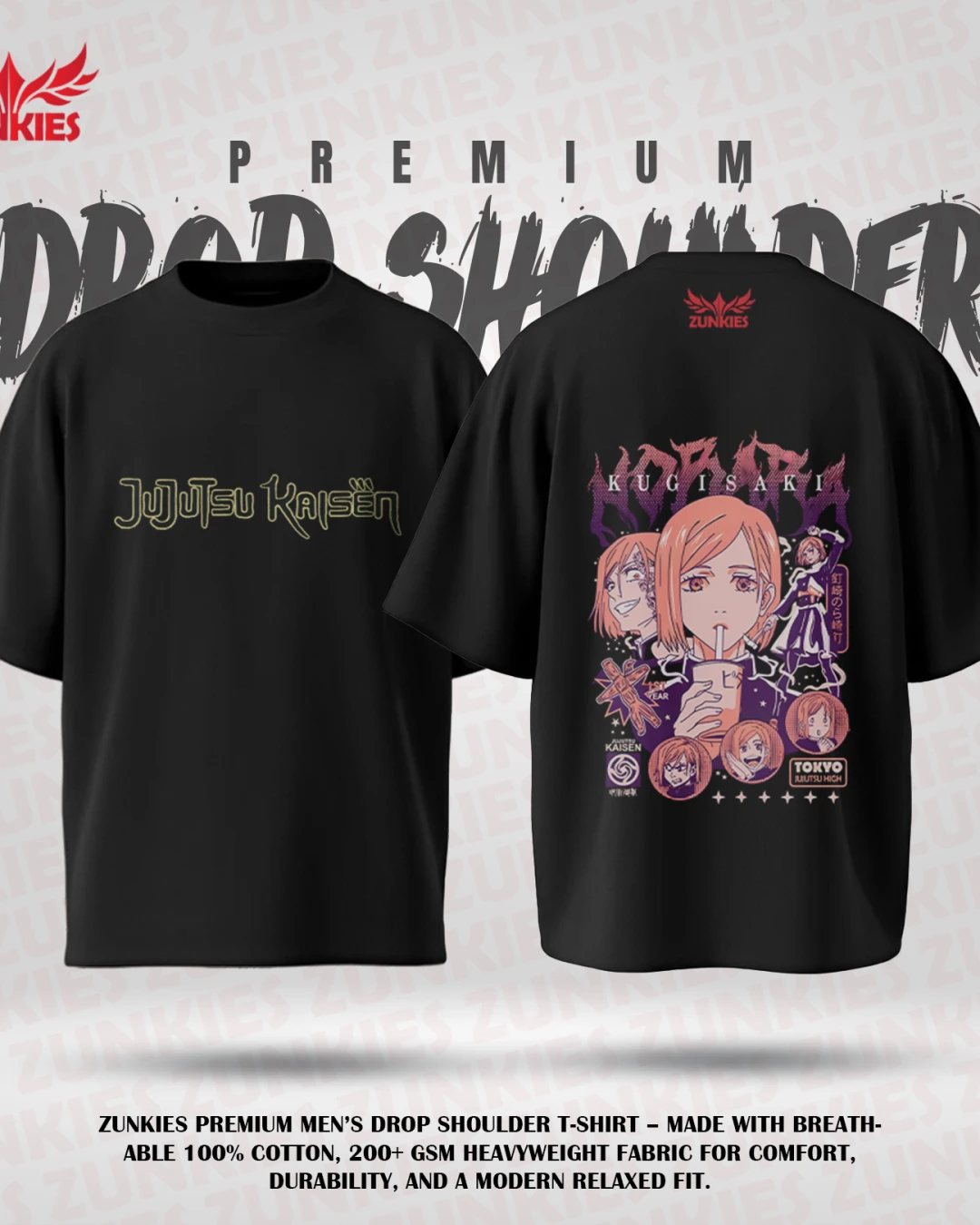 Jujutsu Kaisen - Zunkies Premium Collection - Oversized Drop Shoulder T-shirt-11
