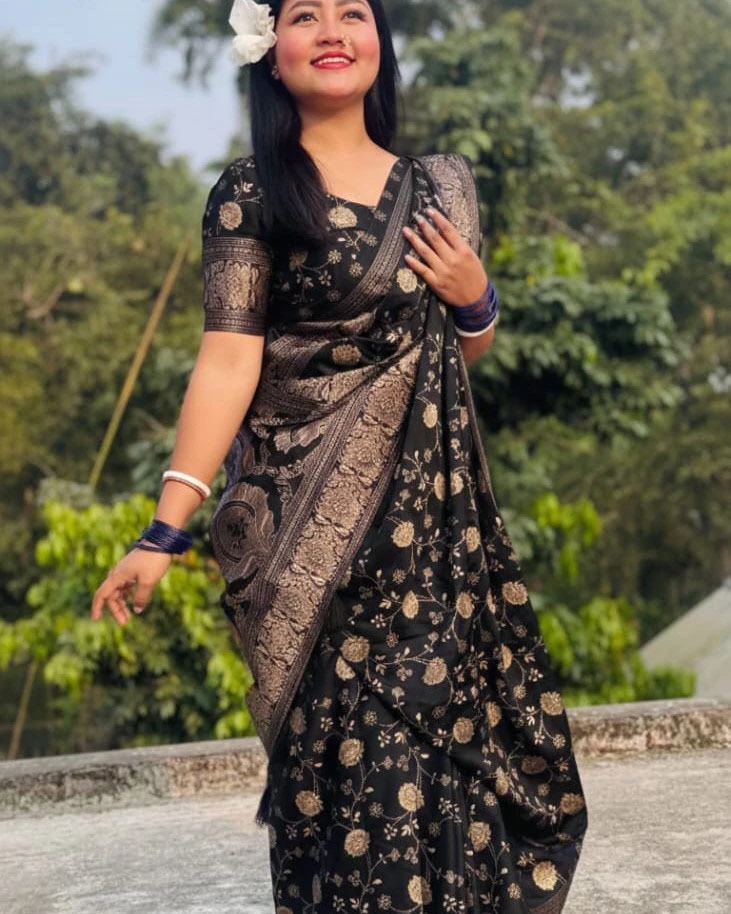 Charcoal Heritage Silk Saree