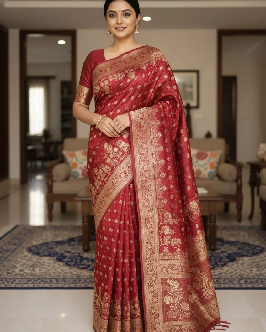 Garnet Petal Heritage Saree