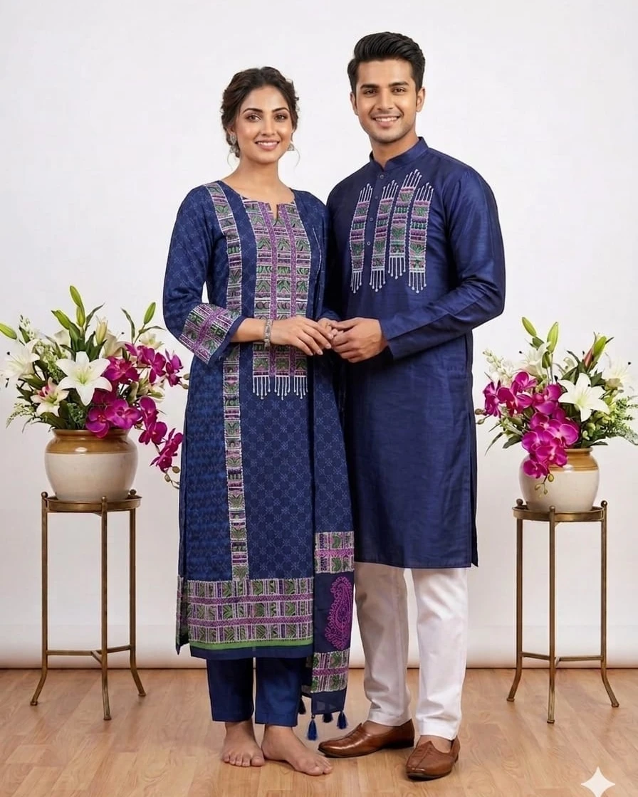 Deep Navy Traditional Paisley Couple Set