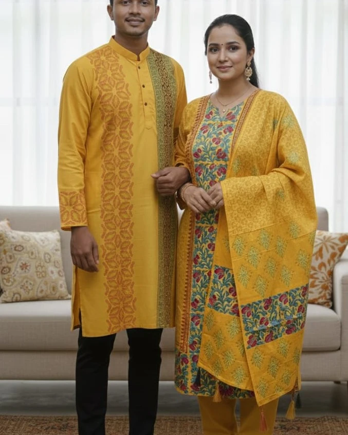 Saffron Yellow Geometric Panel Set