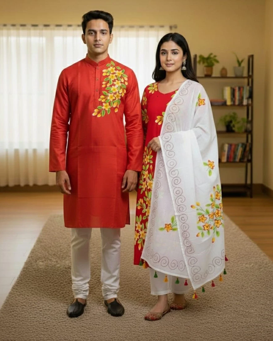 Scarlet & Marigold Hand-Painted Red Set