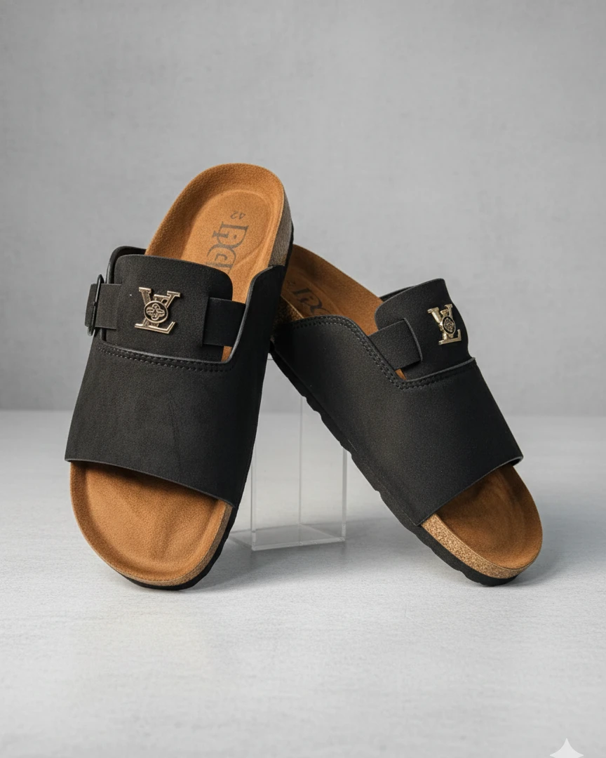 LV & Dio0r Collaboration Black Slides For Men