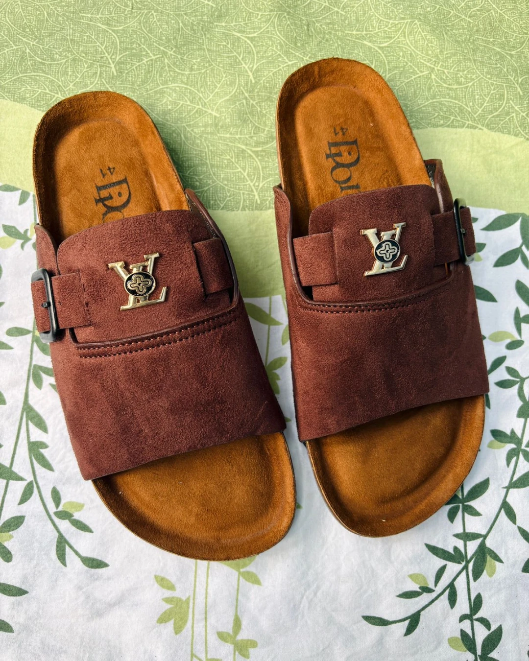 LV & Di0or Collaboration Maroon Slides For Men