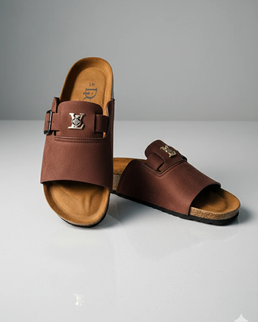 LV & Di0or Collaboration Maroon Slides For Men
