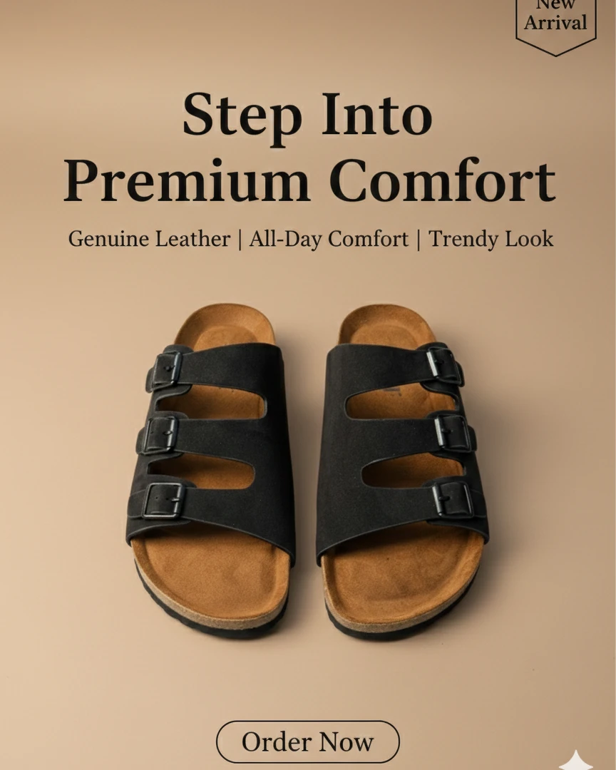 Three-Strap Black "Arizonaa" Style Sandals