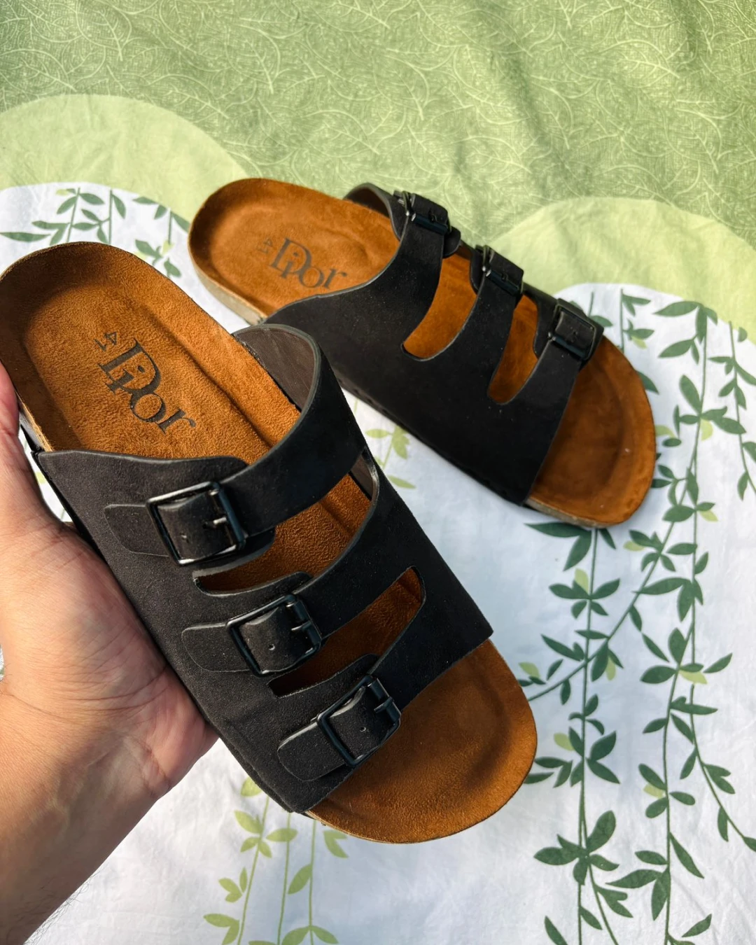 Three-Strap Black "Arizonaa" Style Sandals