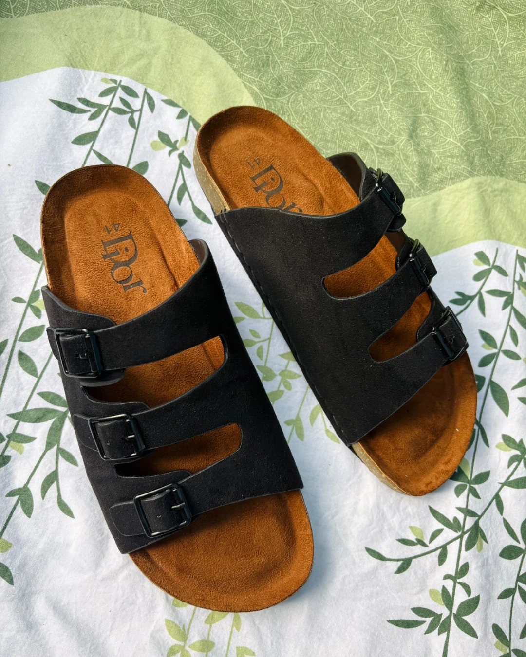 Three-Strap Black "Arizonaa" Style Sandals