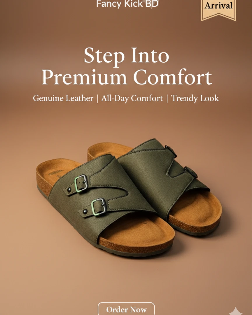 Dual-Strap Olive Men's Slides