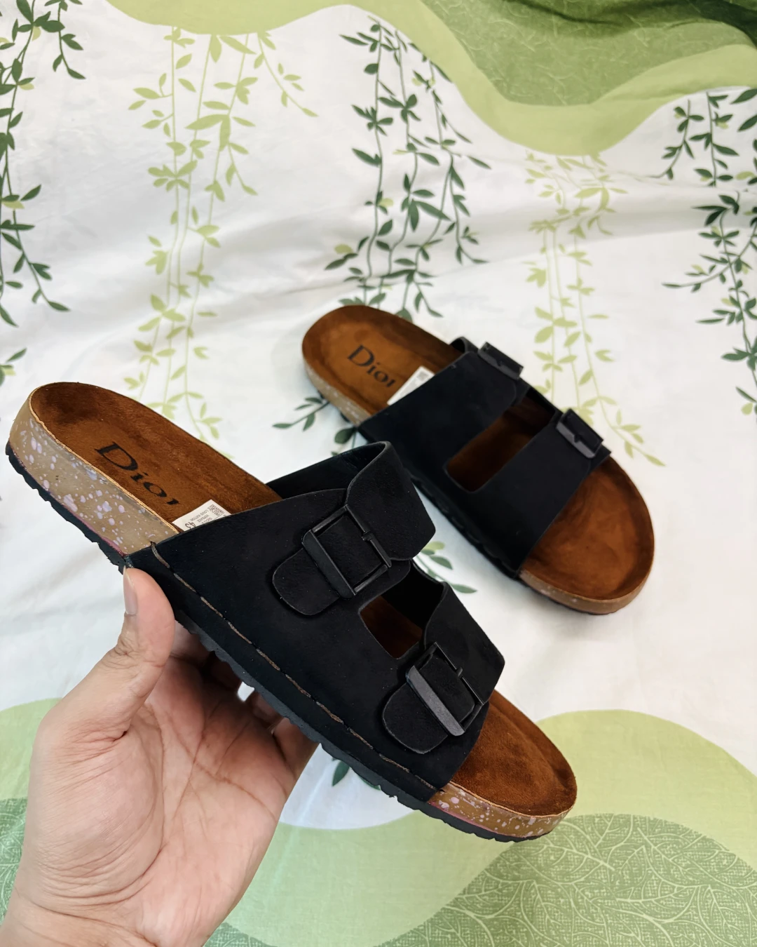 Two-Strap Black "Arizonaa" Style Sandals