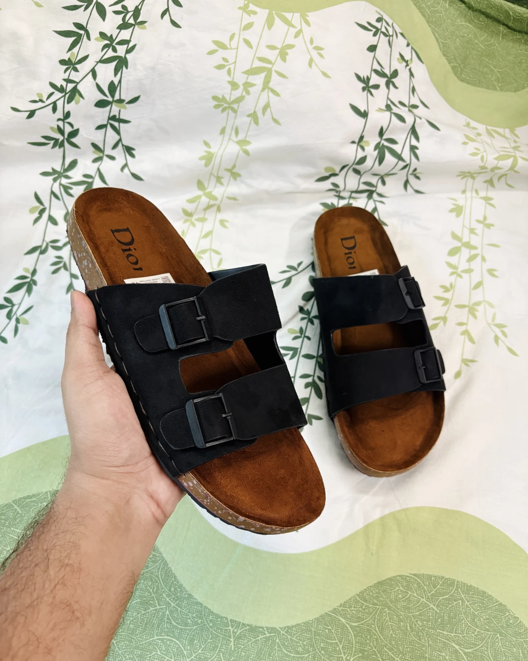 Two-Strap Black "Arizonaa" Style Sandals