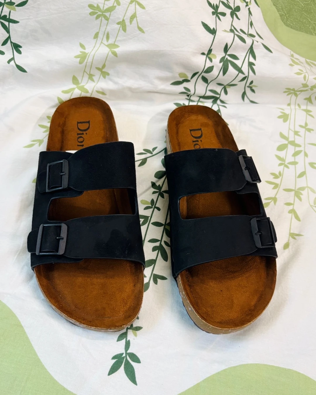 Two-Strap Black "Arizonaa" Style Sandals