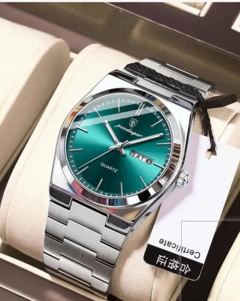 Poedagar Silver Zenith - Men's Brushed Steel Luxury Watch