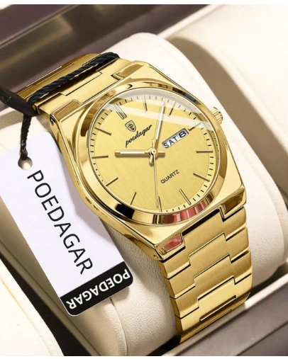 Poedagar Silver Zenith - Men's Brushed Steel Luxury Watch