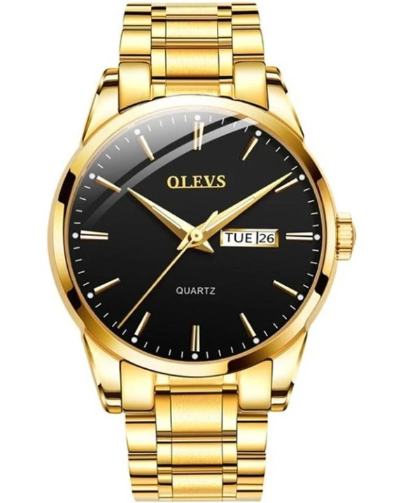 OLEVS Midnight Azure – Men’s Stealth Black & Blue Executive Watch
