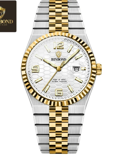 Binbond Imperial Cyan – Men’s Honeycomb Two-Tone Luxury Watch