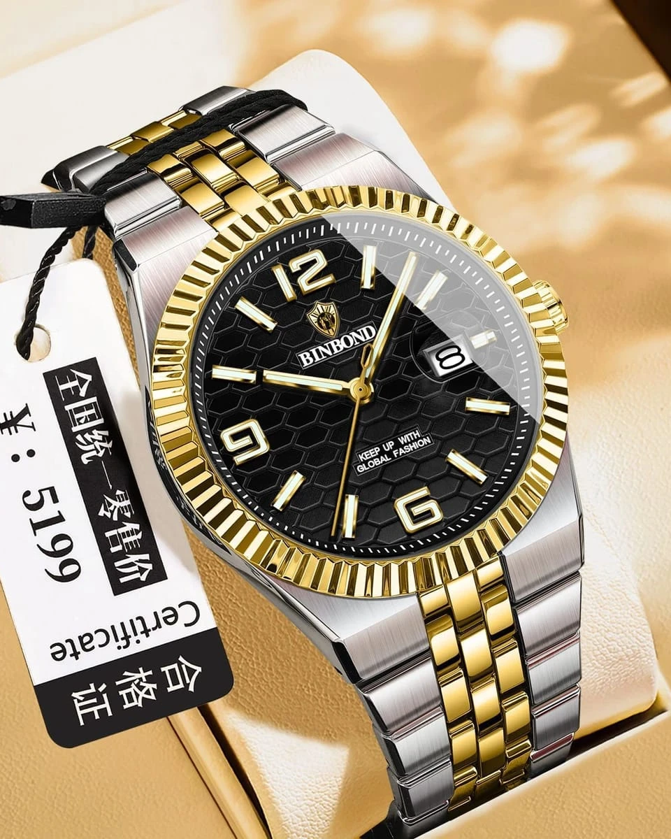 Binbond Imperial Cyan – Men’s Honeycomb Two-Tone Luxury Watch