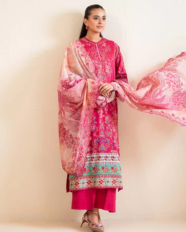 Pakistani Hania by Binaas Unstitched – Magenta Rose Radiance