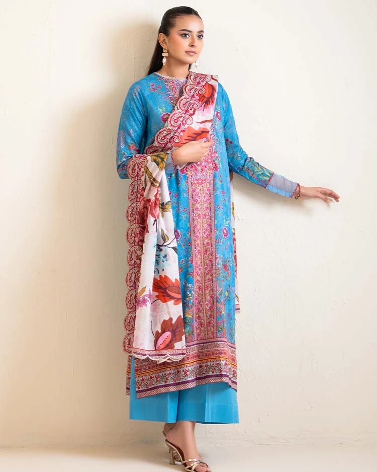 Pakistani Hania by Binaas Unstitched – Cerulean Paisley Charm