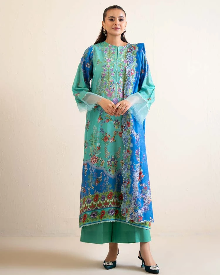 Pakistani Hania by Binaas Unstitched – Turquoise Ocean Breeze